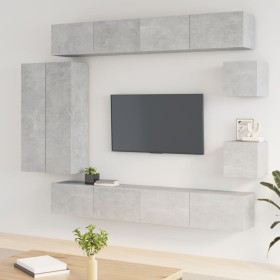 TV-Möbelset 8-teilig aus betongrauem Sperrholz von vidaXL, TV-Möbel - Ref: Foro24-3114497, Preis: 382,99 €, Rabatt: %