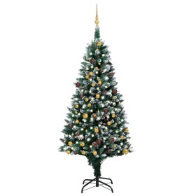 Árbol de Navidad helado con luces, bolas y piñas 210 cm de vidaXL, Arboles de navidad - Ref: Foro24-3077532, Precio: 148,66 €...