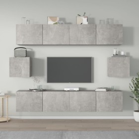 TV-Möbelset 6-teilig betongraues Sperrholz von vidaXL, TV-Möbel - Ref: Foro24-3114361, Preis: 161,85 €, Rabatt: %