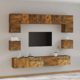 TV furniture set 8 pieces smoked oak plywood by vidaXL, TV Furniture - Ref: Foro24-3114419, Price: 266,55 €, Discount: %