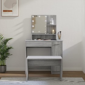 LED vanity set in gray Sonoma plywood by vidaXL, Bedroom Dressers - Ref: Foro24-3114121, Price: 113,98 €, Discount: %