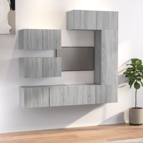 TV furniture set 6 pieces Sonoma gray plywood by vidaXL, TV Furniture - Ref: Foro24-3114556, Price: 229,11 €, Discount: %