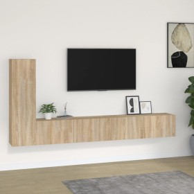 TV furniture set 3 pieces sonoma oak plywood by vidaXL, TV Furniture - Ref: Foro24-3114320, Price: 169,38 €, Discount: %