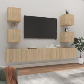 TV furniture set 6 pieces sonoma oak plywood by vidaXL, TV Furniture - Ref: Foro24-3114264, Price: 200,69 €, Discount: %