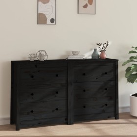 Aparador de madera maciza de pino negro 140x35x80 cm de vidaXL, Aparadores - Ref: Foro24-3114083, Precio: 239,99 €, Descuento: %