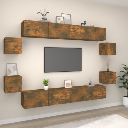 Set de muebles de TV 8 pzas madera contrachapada roble ahumado de vidaXL, Muebles TV - Ref: Foro24-3114227, Precio: 258,29 €,...