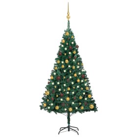 Árbol de Navidad preiluminado con luces y bolas verde 150 cm de vidaXL, Arboles de navidad - Ref: Foro24-3077535, Precio: 68,...