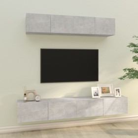 Set de muebles de TV 4 pzas madera contrachapada gris hormigón de vidaXL, Muebles TV - Ref: Foro24-3114537, Precio: 159,56 €,...