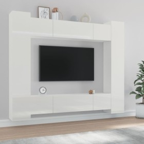 TV furniture set 8 pieces glossy white plywood by vidaXL, TV Furniture - Ref: Foro24-3114234, Price: 366,99 €, Discount: %