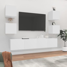 TV furniture set 6 pieces white plywood by vidaXL, TV Furniture - Ref: Foro24-3114254, Price: 171,53 €, Discount: %