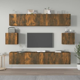 TV furniture set 6 pieces smoked oak plywood by vidaXL, TV Furniture - Ref: Foro24-3114363, Price: 179,99 €, Discount: %