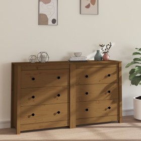 Honey brown solid pine wood sideboard 140x35x80 cm by vidaXL, Sideboards - Ref: Foro24-3114082, Price: 189,99 €, Discount: %