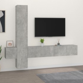 TV furniture set 5 pieces concrete gray plywood by vidaXL, TV Furniture - Ref: Foro24-3114249, Price: 175,99 €, Discount: %