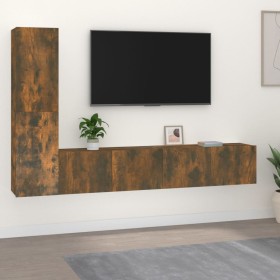 4-piece TV furniture set made of smoked oak plywood by vidaXL, TV Furniture - Ref: Foro24-3114315, Price: 131,47 €, Discount: %