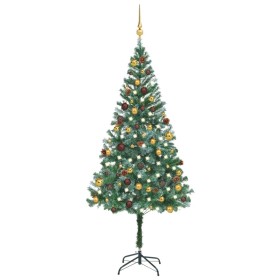 Frosted Christmas tree with lights, balls and pine cones 180 cm by vidaXL, Christmas trees - Ref: Foro24-3077528, Price: 71,1...