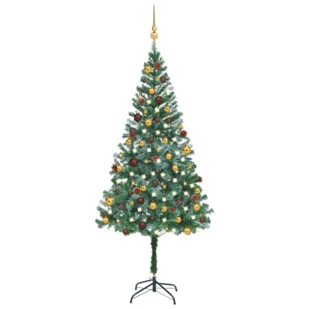 Árbol de Navidad helado con luces, bolas y piñas 180 cm de vidaXL, Arboles de navidad - Ref: Foro24-3077528, Precio: 65,99 €,...