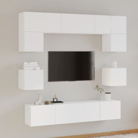 TV-Möbelset 8-teilig aus weißem Sperrholz von vidaXL, TV-Möbel - Ref: Foro24-3114406, Preis: 260,36 €, Rabatt: %