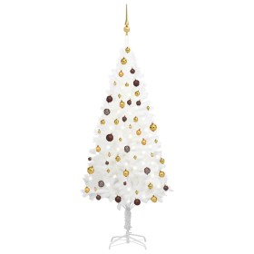 Beleuchteter Weihnachtsbaum mit Lichtern und Kugeln weiß 180 cm von vidaXL, Weihnachtsbäume - Ref: Foro24-3077548, Preis: 141...