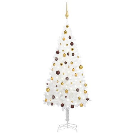 Árbol de Navidad preiluminado con luces y bolas blanco 180 cm de vidaXL, Arboles de navidad - Ref: Foro24-3077548, Precio: 12...