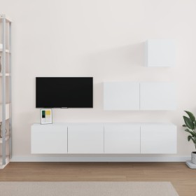 4-piece TV furniture set, glossy white plywood by vidaXL, TV Furniture - Ref: Foro24-3114650, Price: 151,23 €, Discount: %