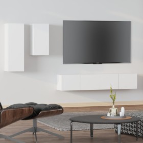 Set de muebles para TV 4 piezas madera contrachapada blanco de vidaXL, Muebles TV - Ref: Foro24-3114622, Precio: 154,78 €, De...