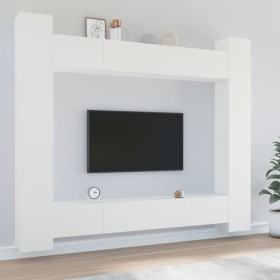 TV furniture set, 8 pieces, white plywood by vidaXL, TV Furniture - Ref: Foro24-3114238, Price: 378,99 €, Discount: %