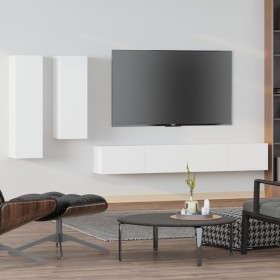 Set de muebles para TV 4 piezas madera contrachapada blanco de vidaXL, Muebles TV - Ref: Foro24-3114630, Precio: 198,99 €, De...