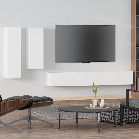 4-piece white plywood TV furniture set by vidaXL, TV Furniture - Ref: Foro24-3114630, Price: 197,53 €, Discount: %