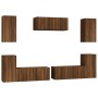 TV furniture set 7 pieces brown oak plywood by vidaXL, TV Furniture - Ref: Foro24-3114309, Price: 219,14 €, Discount: %