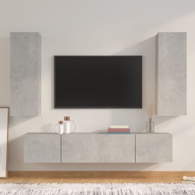 TV furniture set 4 pieces concrete gray plywood by vidaXL, TV Furniture - Ref: Foro24-3114201, Price: 158,20 €, Discount: %