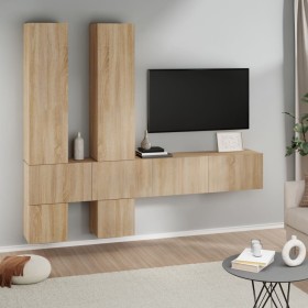 Mueble de pared para TV madera contrachapada color roble sonoma de vidaXL, Muebles TV - Ref: Foro24-3114568, Precio: 237,58 €...