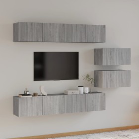 TV furniture set 6 pieces Sonoma gray plywood by vidaXL, TV Furniture - Ref: Foro24-3114604, Price: 224,99 €, Discount: %