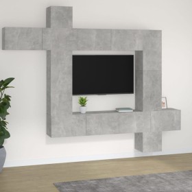 TV-Möbelset 9-teilig aus betongrauem Sperrholz von vidaXL, TV-Möbel - Ref: Foro24-3114657, Preis: 396,99 €, Rabatt: %