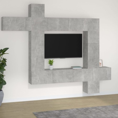 TV furniture set 9 pieces concrete gray plywood by vidaXL, TV Furniture - Ref: Foro24-3114657, Price: 396,99 €, Discount: %