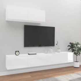 TV-Möbelset 3-teilig aus glänzend weißem Sperrholz von vidaXL, TV-Möbel - Ref: Foro24-3114482, Preis: 184,07 €, Rabatt: %