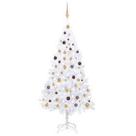 Beleuchteter Weihnachtsbaum mit Lichtern und Kugeln weiß 210 cm von vidaXL, Weihnachtsbäume - Ref: Foro24-3077542, Preis: 121...