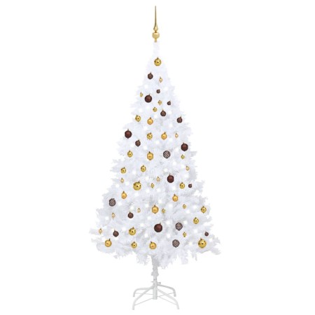 Beleuchteter Weihnachtsbaum mit Lichtern und Kugeln weiß 210 cm von vidaXL, Weihnachtsbäume - Ref: Foro24-3077542, Preis: 124...