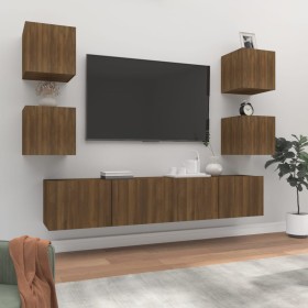 TV furniture set 6 pieces brown oak plywood by vidaXL, TV Furniture - Ref: Foro24-3114261, Price: 172,05 €, Discount: %