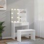 Juego de tocador con LED madera contrachapada blanco de vidaXL, Tocadores para dormitorios - Ref: Foro24-3114107, Precio: 121...