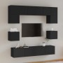 TV furniture set, 8 pieces, black plywood. by vidaXL, TV Furniture - Ref: Foro24-3114407, Price: 274,84 €, Discount: %