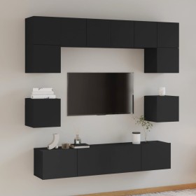 Set de muebles para TV 8 piezas madera contrachapada negro de vidaXL, Muebles TV - Ref: Foro24-3114407, Precio: 264,24 €, Des...