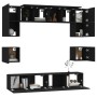 Set de muebles para TV 8 piezas madera contrachapada negro de vidaXL, Muebles TV - Ref: Foro24-3114407, Precio: 274,84 €, Des...