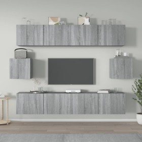 TV furniture set 6 pieces Sonoma gray plywood by vidaXL, TV Furniture - Ref: Foro24-3114364, Price: 183,10 €, Discount: %