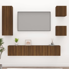 Set de muebles para TV 5 pzas madera contrachapada roble marrón de vidaXL, Muebles TV - Ref: Foro24-3114445, Precio: 163,99 €...