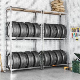 Tire shelves 2 levels 2 units steel 110x40x180 cm by vidaXL, Industrial shelving - Ref: Foro24-152894, Price: 97,61 €, Discou...