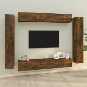 TV-Möbelset 8-teilig aus geräuchertem Eichensperrholz von vidaXL, TV-Möbel - Ref: Foro24-3114299, Preis: 416,99 €, Rabatt: %