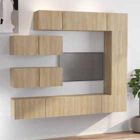 TV furniture set 7 pieces Sonoma oak plywood by vidaXL, TV Furniture - Ref: Foro24-3114560, Price: 292,35 €, Discount: %