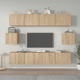 TV furniture set, 6 pieces, oak plywood, Sonoma oak. by vidaXL, TV Furniture - Ref: Foro24-3114360, Price: 166,99 €, Discount: %