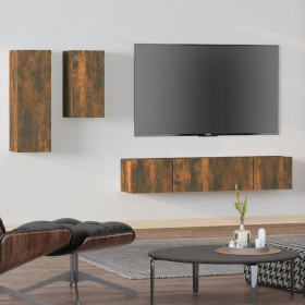 4-piece TV furniture set made of smoked oak plywood by vidaXL, TV Furniture - Ref: Foro24-3114627, Price: 146,99 €, Discount: %