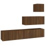 TV furniture set 4 pieces oak brown plywood by vidaXL, TV Furniture - Ref: Foro24-3114653, Price: 149,60 €, Discount: %